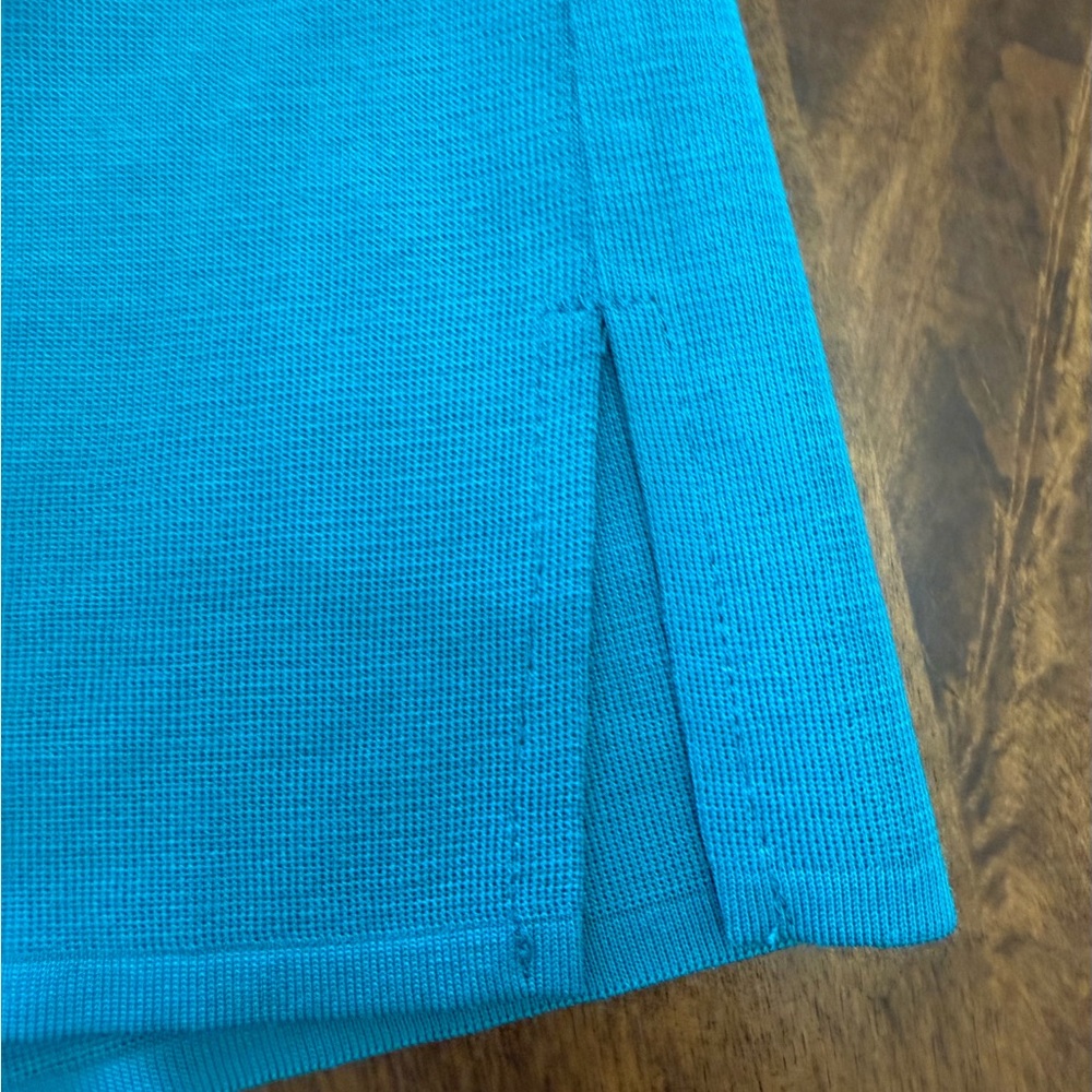 Women’s Ming Wang Ribbed Knit Sweater Shirt Aqua/Turquoise Small Office - Picture 2 of 9